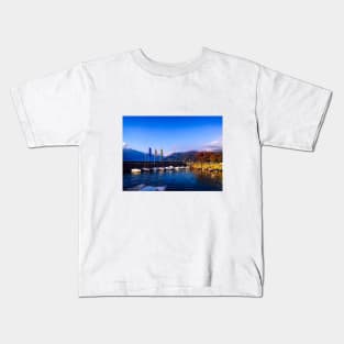 Boat and Lake reflection autumn colors Kids T-Shirt